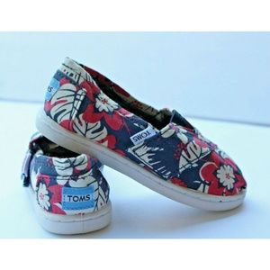 Tiny Toms, Girl Flower Canvas Shoes, Size 9T